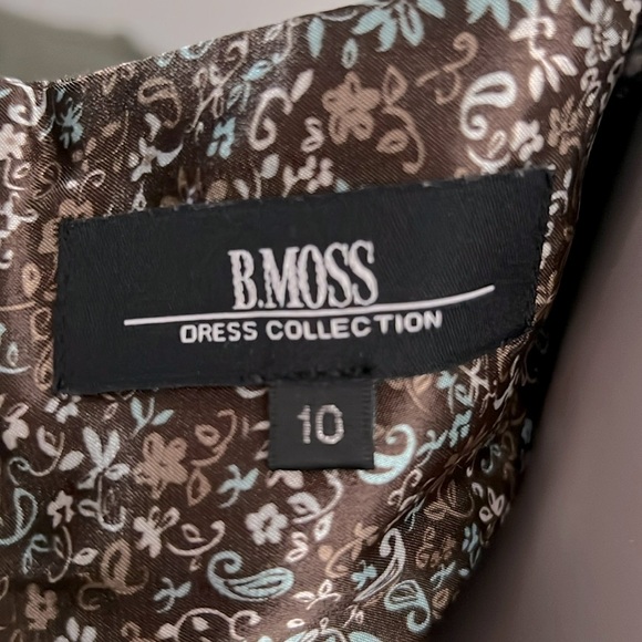 B.Moss Y2K Mocha Mousse Floral Satin Sweetheart Neck A-Line Cocktail Dress - Picture 6 of 7